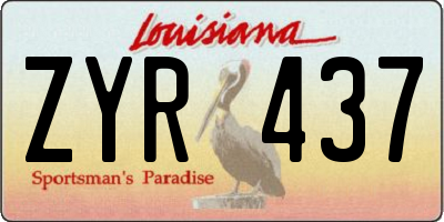 LA license plate ZYR437