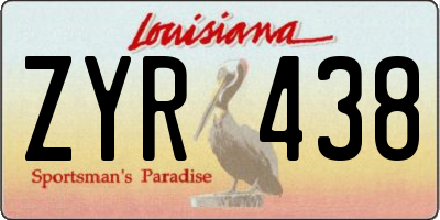 LA license plate ZYR438