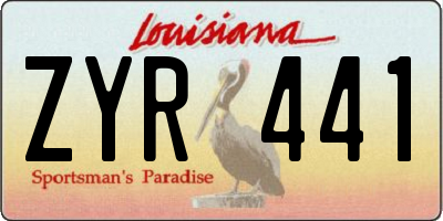 LA license plate ZYR441