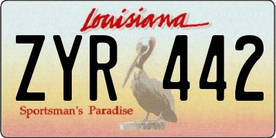LA license plate ZYR442