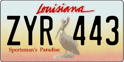 LA license plate ZYR443