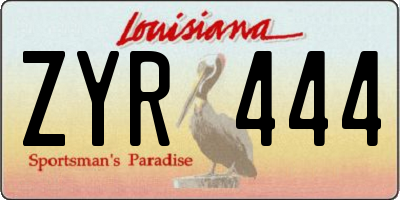 LA license plate ZYR444