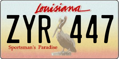 LA license plate ZYR447