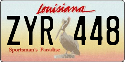 LA license plate ZYR448