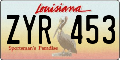 LA license plate ZYR453