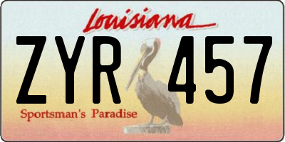 LA license plate ZYR457