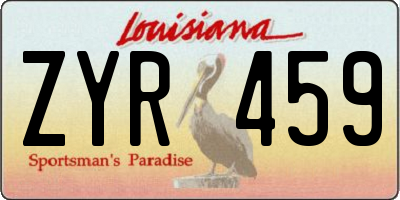 LA license plate ZYR459