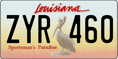 LA license plate ZYR460