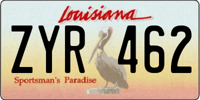 LA license plate ZYR462