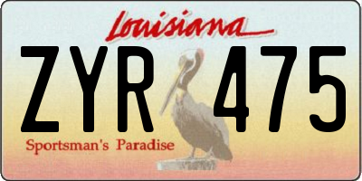 LA license plate ZYR475