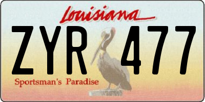 LA license plate ZYR477