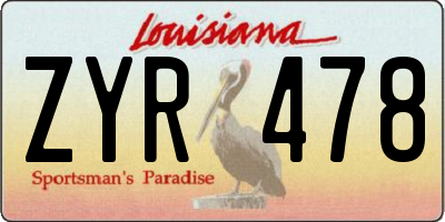 LA license plate ZYR478