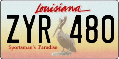 LA license plate ZYR480