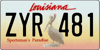 LA license plate ZYR481