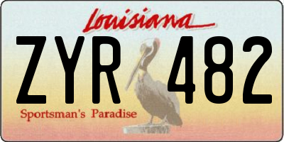 LA license plate ZYR482