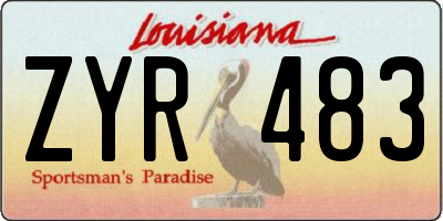 LA license plate ZYR483