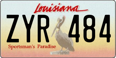 LA license plate ZYR484