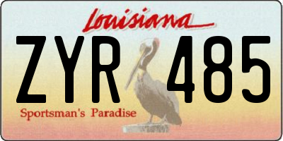 LA license plate ZYR485