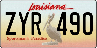 LA license plate ZYR490