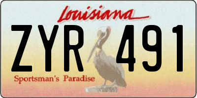 LA license plate ZYR491