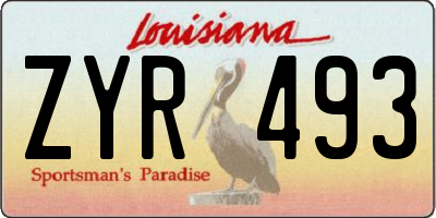 LA license plate ZYR493