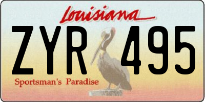 LA license plate ZYR495