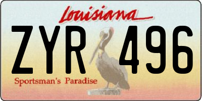 LA license plate ZYR496
