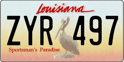 LA license plate ZYR497