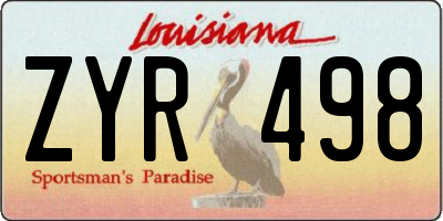 LA license plate ZYR498