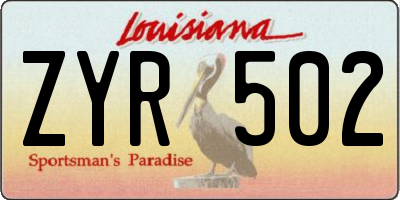 LA license plate ZYR502