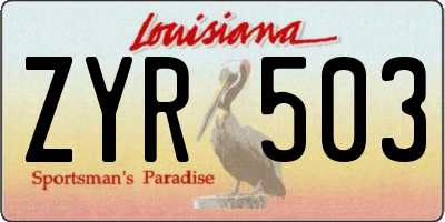 LA license plate ZYR503
