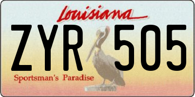 LA license plate ZYR505