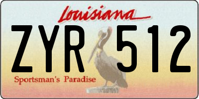 LA license plate ZYR512