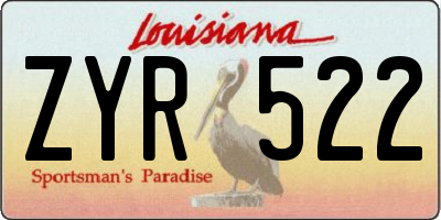 LA license plate ZYR522