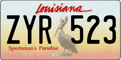 LA license plate ZYR523