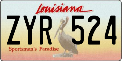 LA license plate ZYR524