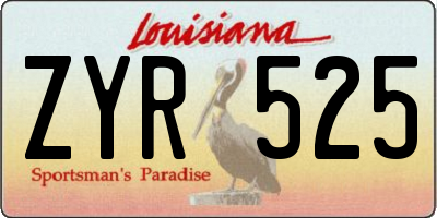 LA license plate ZYR525