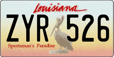LA license plate ZYR526