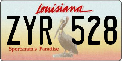 LA license plate ZYR528