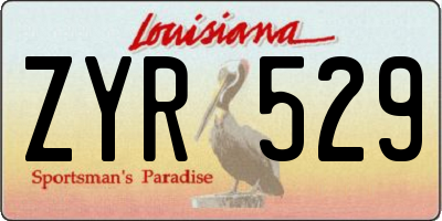 LA license plate ZYR529