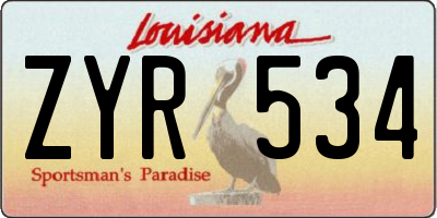 LA license plate ZYR534