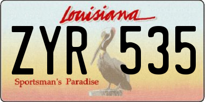 LA license plate ZYR535