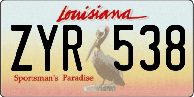 LA license plate ZYR538