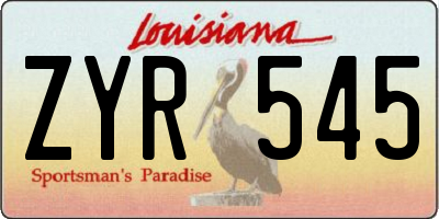 LA license plate ZYR545