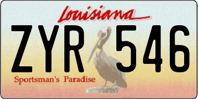 LA license plate ZYR546