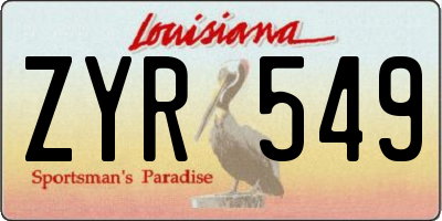 LA license plate ZYR549