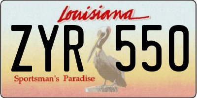 LA license plate ZYR550