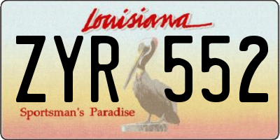 LA license plate ZYR552