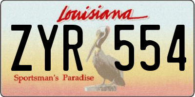 LA license plate ZYR554