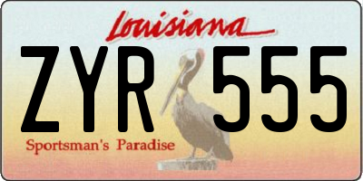 LA license plate ZYR555